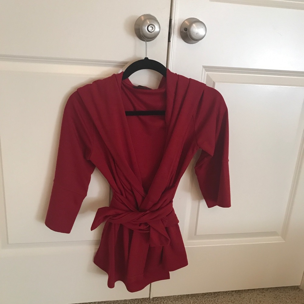 ❌❌❌SOLD Crimson wrap sweater!❌❌❌